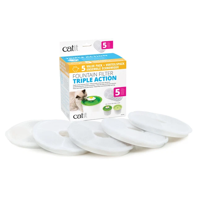 Catit Senses 2.0 Triple Acción Fontain Filtro 5er-Set,Nuevo