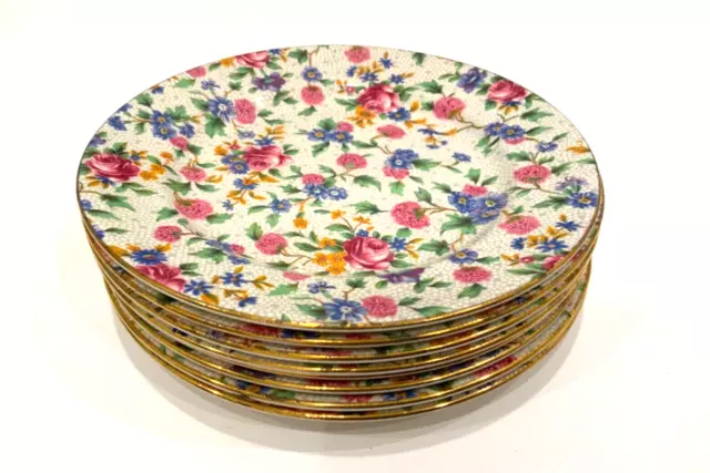 8 ROYAL WINTON GRIMWADES OLD COTTAGE CHINTZ ENG BREAD PLATES Floral Roses 6 3/8”
