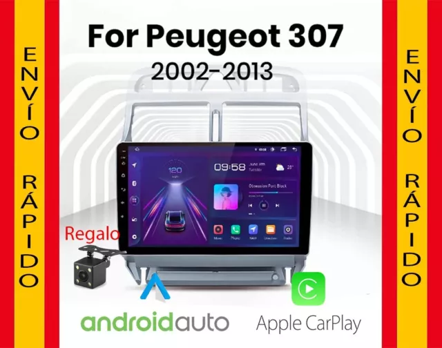 Radio pantalla Android 12 CARPLAY WIFI GPS USB para Peugeot 307 2002-2013