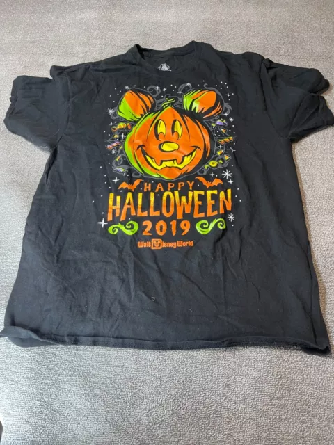 Disney Parks Youth Happy Halloween 2019 Glow In The Dark T Shirt Black