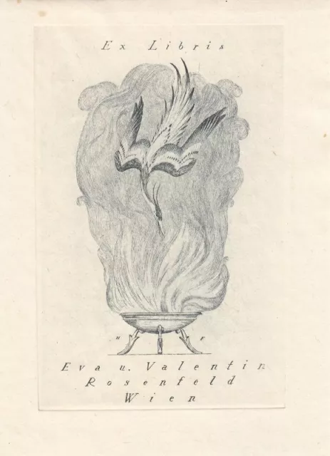 Exlibris Bookplate Radierung Hans Frank 1884-1948 Vogel Schale Rauch