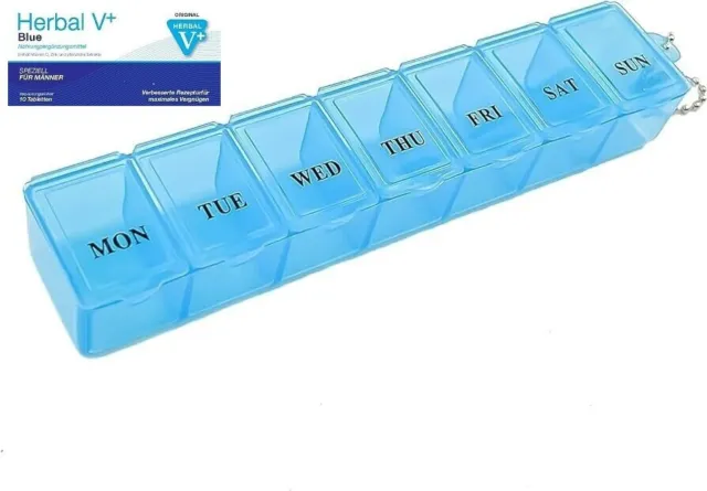 20* Original Herbal V Plus Blue Pillenbox Erwachsene Männer Blau