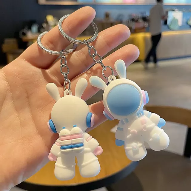 Cartoon PVC Keychain Cute 3D Astronaut Rabbit Doll Keyring Bag Pendant Charms