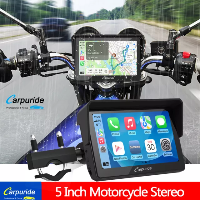 Carpuride Motorcycle Carplay 5 Inch Wireless Navigator Dual Bluetooth Music