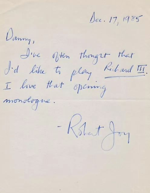 Robert Joy- Signed Handwritten Letter