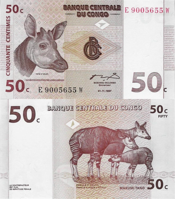 Congo DR 1997 - 50 Centimes - Pick 84 UNC