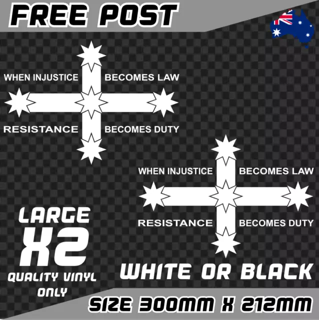 Large Eureka Stockade Flag X2 Sticker Decal Vinyl Car Southern Cross Aussie Law