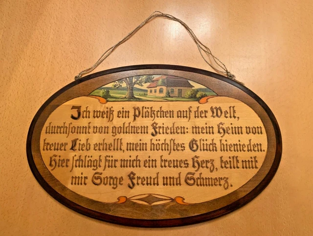 ALTES BILD MIT Spruch (Holzbild/Spruchbild alt) HolzSpruchBild oval
