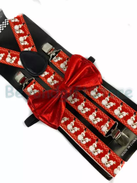 Suspender and Bow Tie Adults Christmas Novelty Snowman Formal Wear Accessories