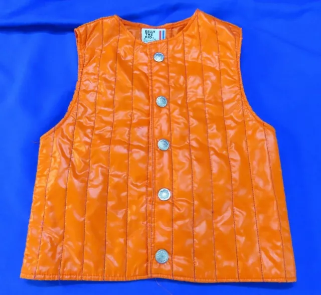 Vintage BILLY THE KID Orange Blaze BOYS QUILTED VEST Hunters Hunting SNAP-UP 5
