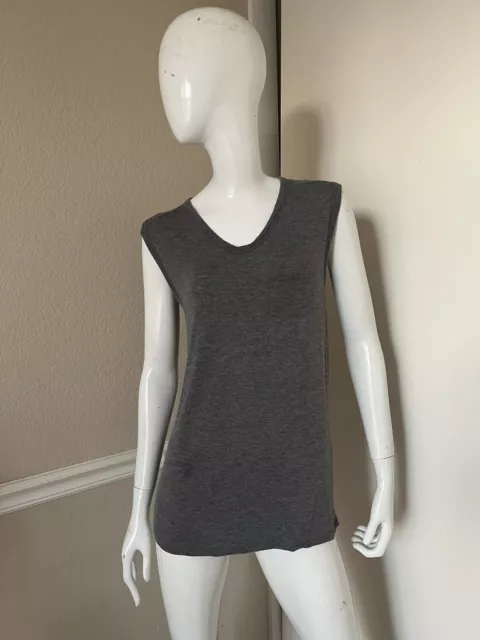 T ALEXANDER WANG Heather Gray 100% Rayon Knit V-Neck Muscle Tank Top Sz XS