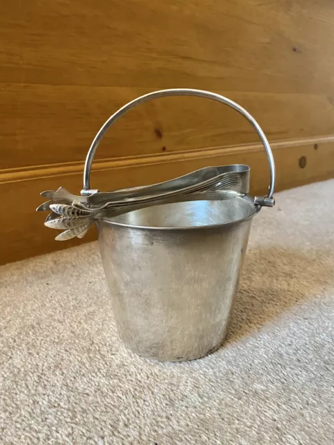 Vintage Silver Plated EPNS CSG & Co Mini Ice Bucket + Chrome Claw Tongs