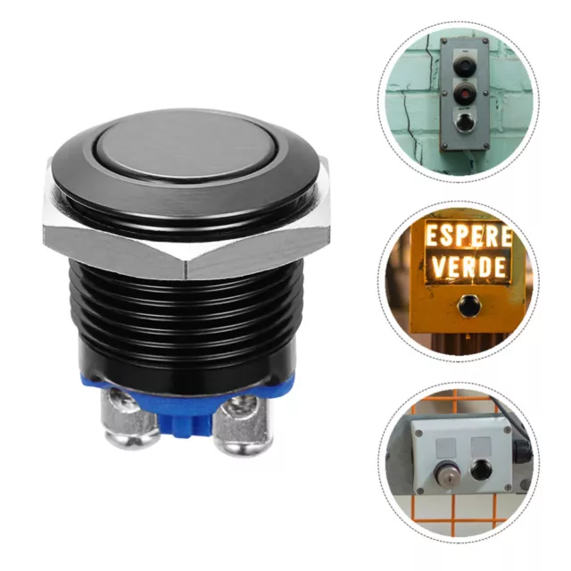2 pz interruttore di reset metallo plastica rotondo interruttore a pressione nero