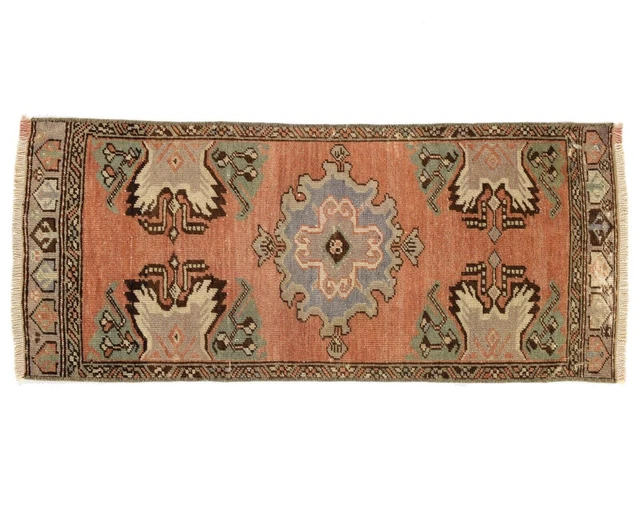 piccolo tappeto vintage turco boho persiano marocchino zerbino da bagno...
