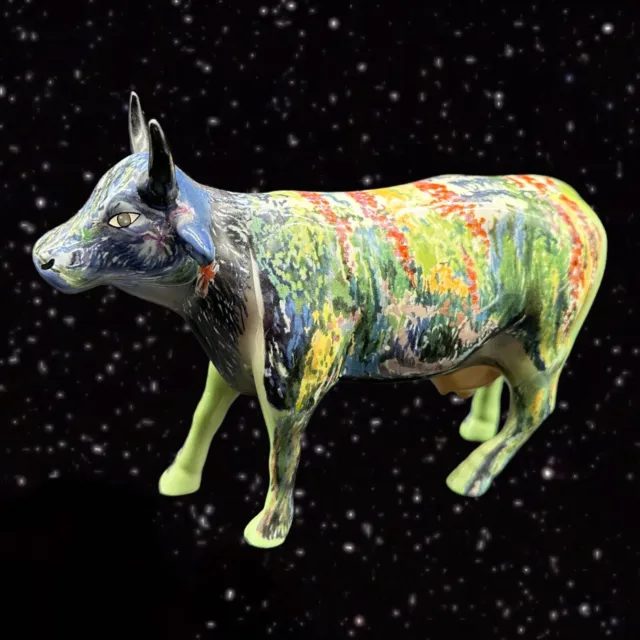 Cow Parade Moonet #9168 Figurine Porcelain Monet 2000 Ceramic 6”W 4.5”T