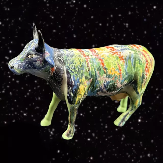 Cow Parade Moonet #9168 Figurine Porcelain Monet 2000 Ceramic 6”W 4.5”T