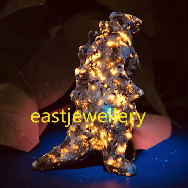 3.2" Natural Yooperite Godzilla skull Quartz Flame's Stone Crystal Skull gem 1x