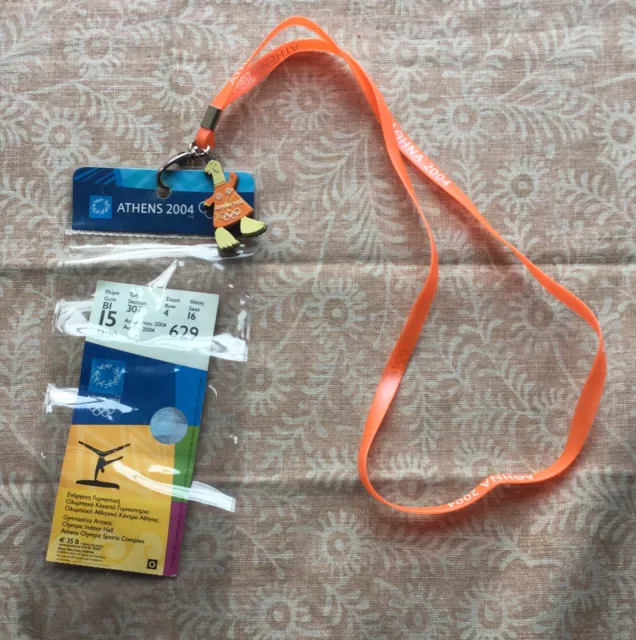 Olympic Games Greece Athens 2004 lanyard with Mascot tag