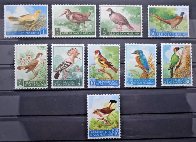 San Marino 1960 Uccelli Fauna Serie Completa Nuova Mnh** Set (C.v)