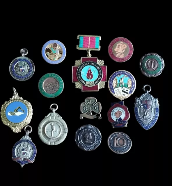 Collection/ Job Lot of 15x Various Badges & Medals Inc Enamel Examples Ref RGS