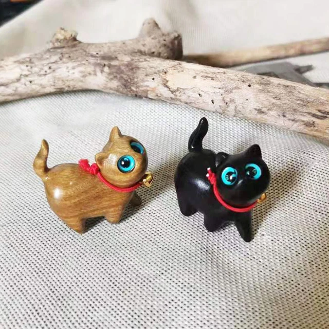 8 Figurines Chat Miniatures - Déco Bureau, Support Stylo | PVC Coloré