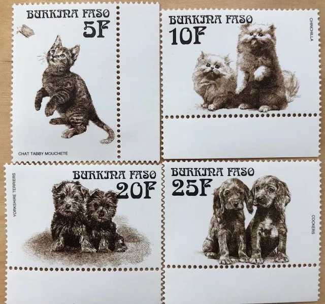 Burkina Faso- 1999 Cats & Dogs Set of 4 Stamps MNH