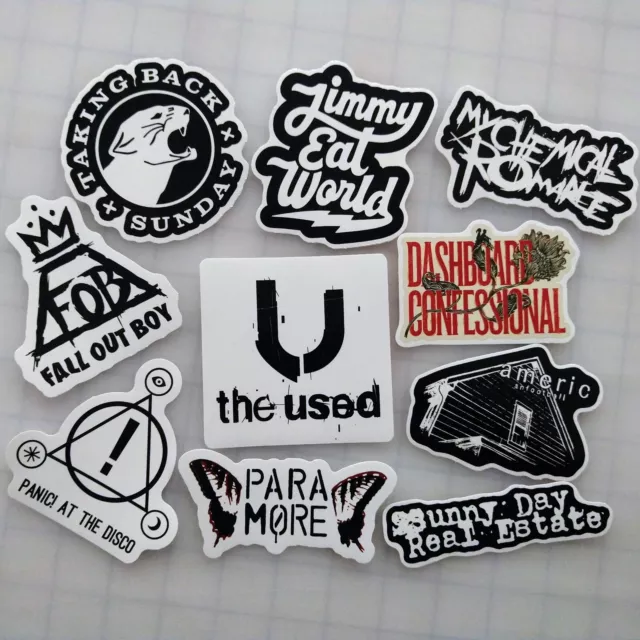 Emo Vinyl Sticker Lot (10 Pack) SET 1 indie screamo music band hardcore punk pop