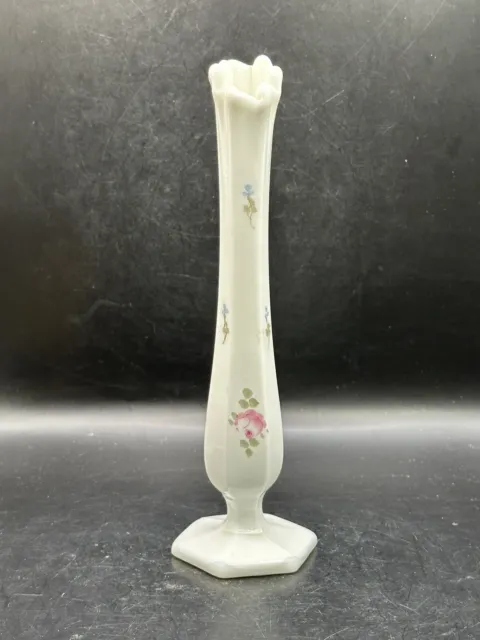 Vintage Westmoreland footed swung Milk Glass Bud Vase Flowers Floral marked W