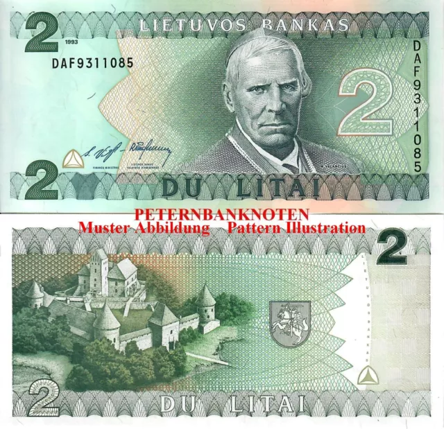 Litauen / Lithuania 2 Litas 1993 Unc P. 54   61250# Kassenfrisch