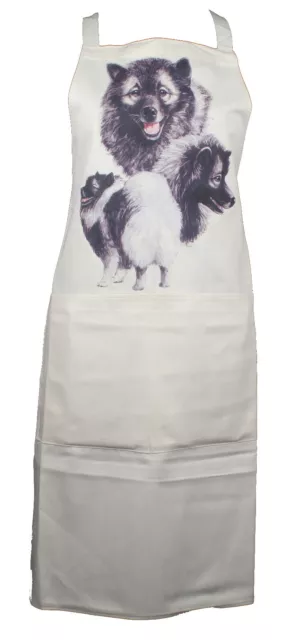 Keeshond Group Breed Dog Natural Cotton Apron Double Pockets Baker Cook Gift