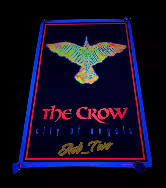 Vintage 1996 The Crow City Of Angels Flocked Blacklight 23”x35” Poster USA