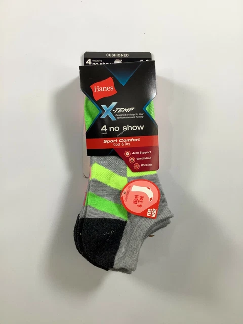 Women's Hanes Multicolor X-Temp No Show Socks Size 5-9 / 4 pairs NEW!
