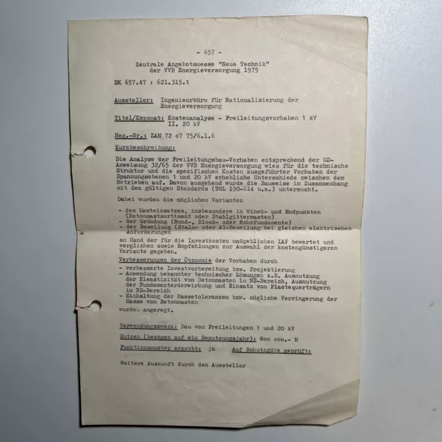 Zentrale Angebotsmesse „Neue Technik“ | VVB Energieversorgung 1975 | DDR