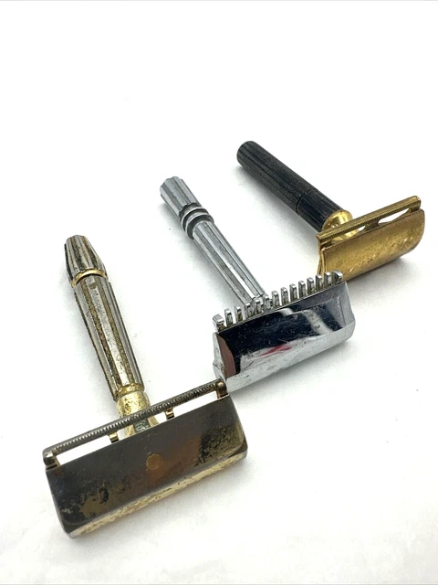 Lot Of 3 Gem Micromatic Gillette Open Comb  Safety Razor
