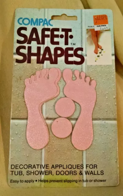 Feet Appliques New Compac Safe-T-Shapes Vintage Nos Pink Tub Shower 1976 Safety.