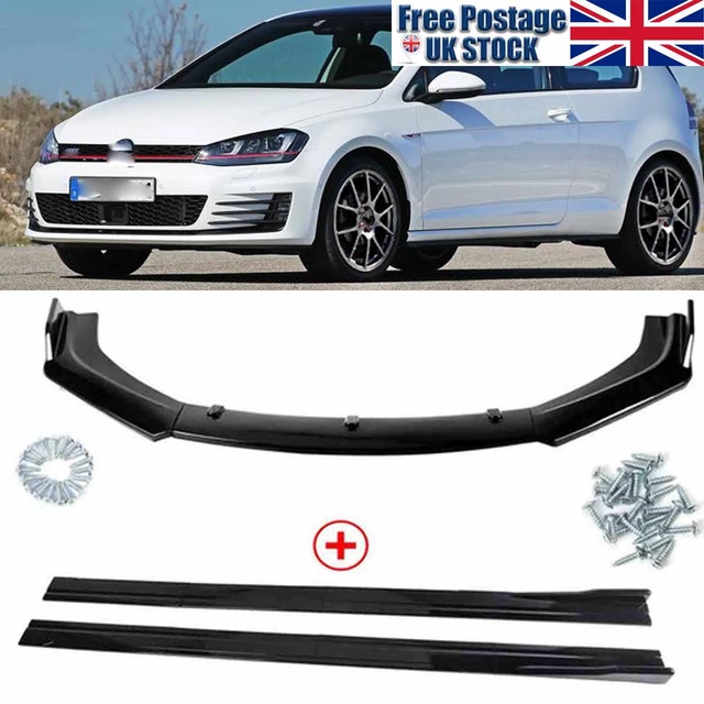 Gloss Black Fornt Bumper Splitter Spoiler+Side skirts For VW Polo Mk5 MK6 MK7 UK