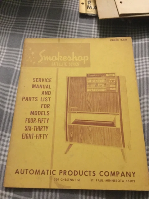 Service Manual/Parts List-Smokeshop 450 630 850-Satellite Series-Cigarette Vend
