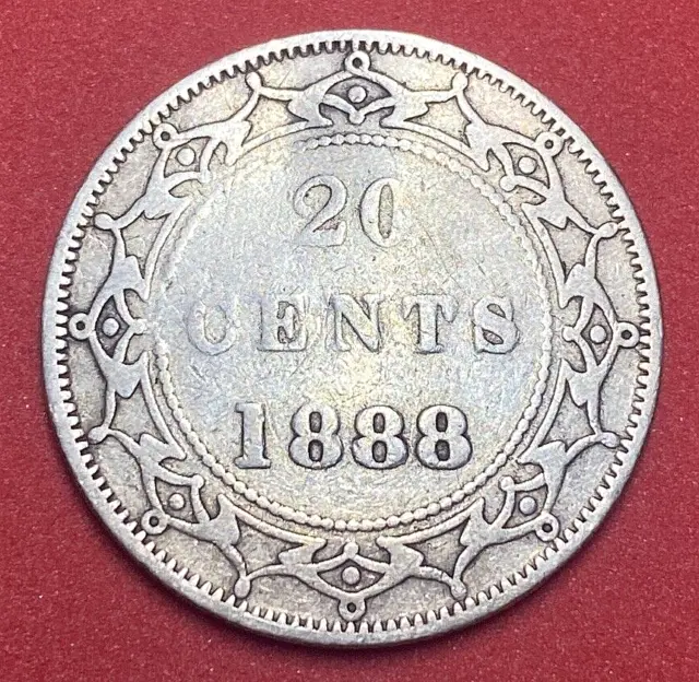 1888 Newfoundland 20 Twenty Cents Coin - VICTORIA - Silver - FFF