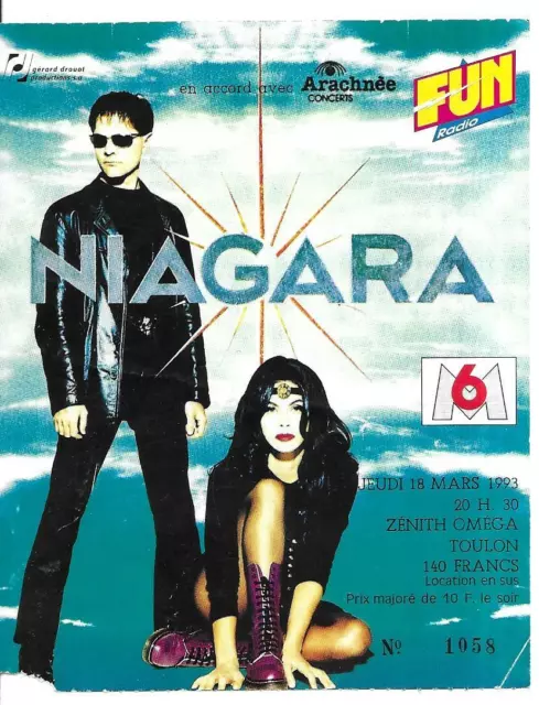 Rare / Ticket Billet De Concert -  Niagara : Live A Toulon ( France ) 1993 Place