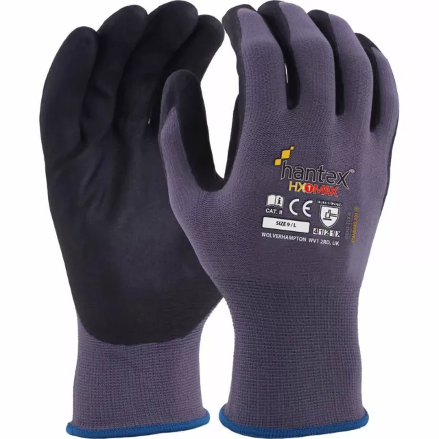 Hantex HX1-MAX Precision Handling Ultralight Grip Work Safety Gloves - 10 Pairs