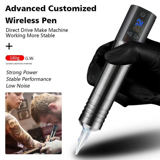 Máquina de bolígrafo giratorio inalámbrico negro pantalla LCD 1500mAh motor sin núcleo