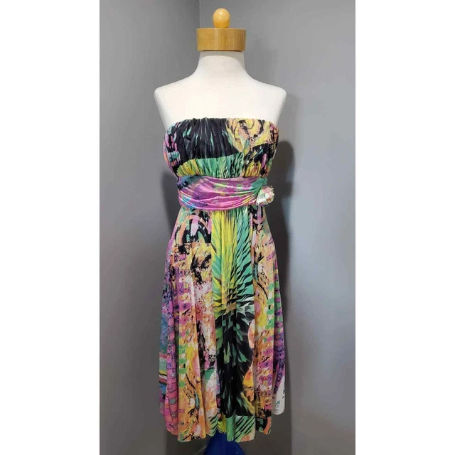 Women's Elana Kattan Tube Top Summer Medium Dress Multicolored Lightweight