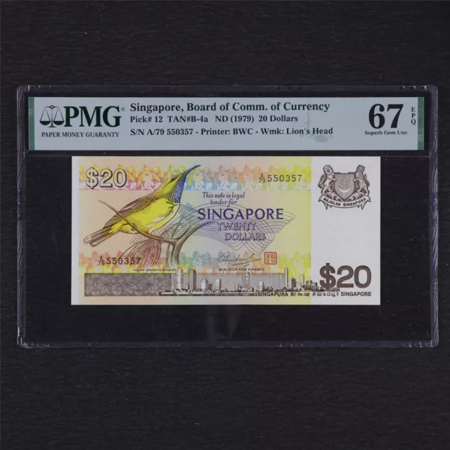 1979 Singapore Board of Comm.of Currency 20 Dollars Pick#12 PMG 67 EPQ UNC