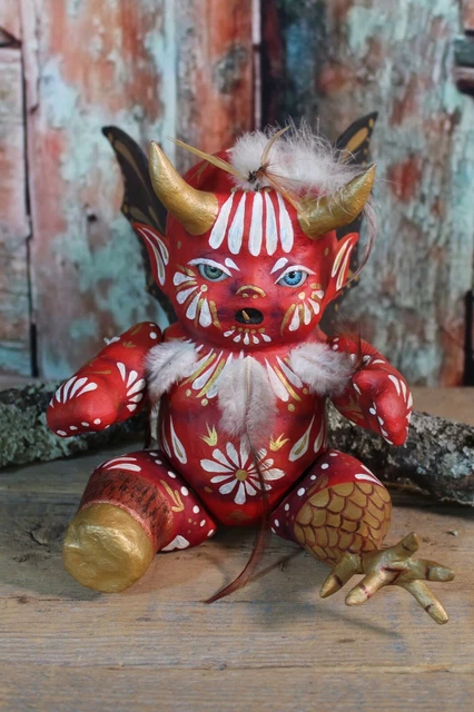 #2 Devil Baby Boy Muñeca Doll Papier Mache Articulated Handmade Mexican Folk Art
