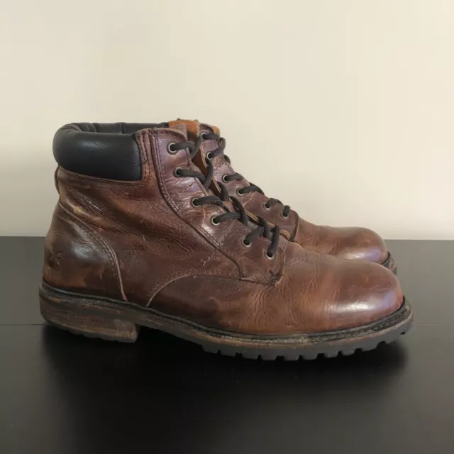 FRYE Work Boots 87595 Lace Up Brown Leather Round Toe Men’s Size 13 D