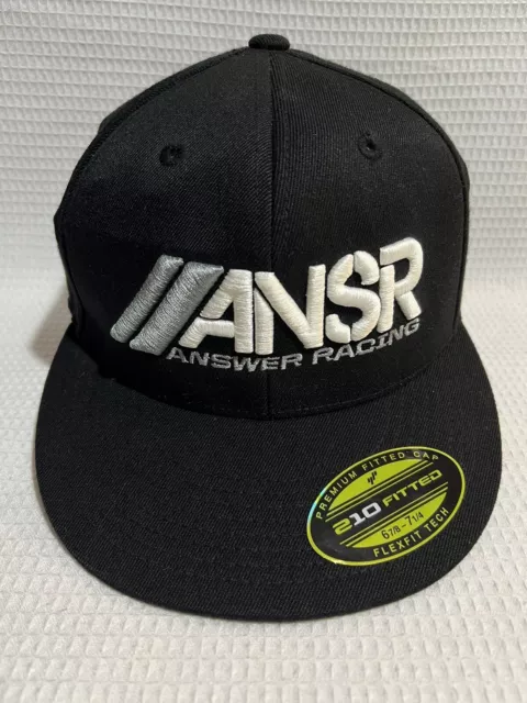 210 FITTED-“Answer Racing”-ANSR-Black/Wh.&Grey Logo-Flexfit Cap/Hat 6 7/8-7 1/4