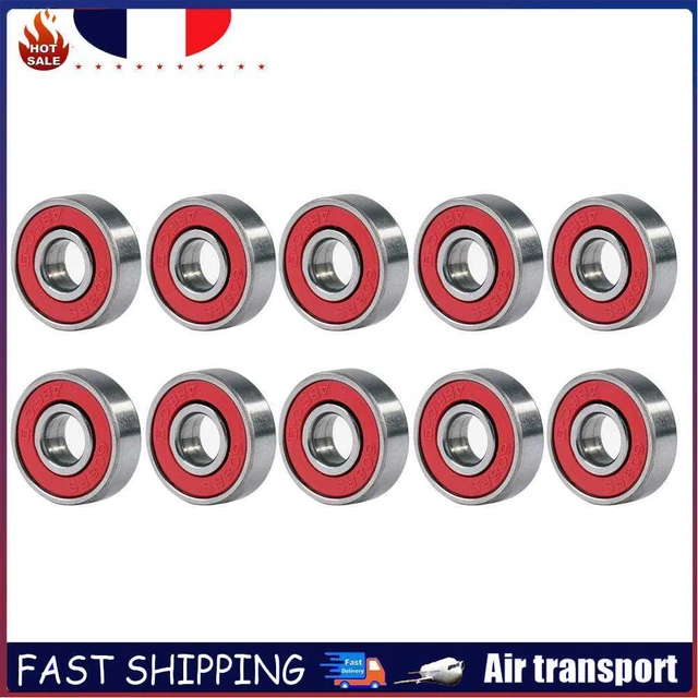 10pcs 608rs ABEC-9 Ball Bearing Scooter Deep Groove Miniature Bearings (Red)