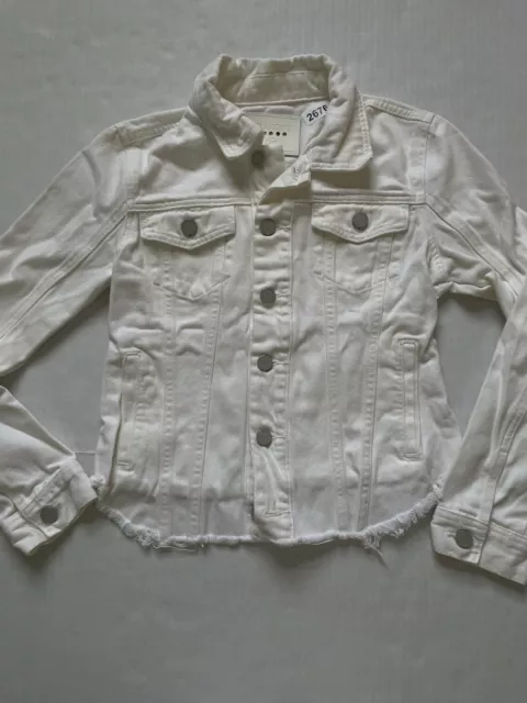 BLANK NYC Jacket Womens XS Off White Jean Denim Cut Off Fringe