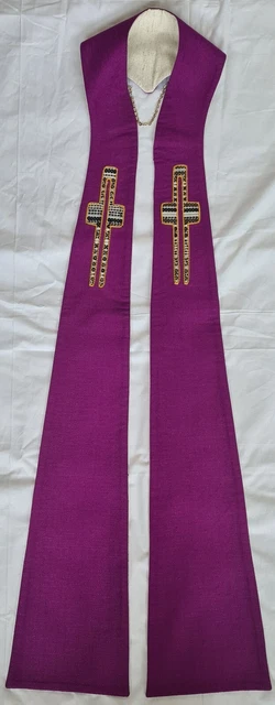 Antike Wendestola  Violett Weiss Stola Liturgie Paramente Kirche Altar Messe