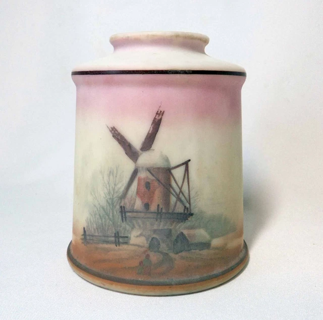 Antique Hand Painted Windmill Farm Scene Lamp Shade Globe